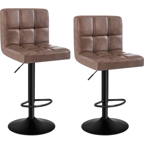 WOLTU Juego de 2 Taburete de Bar Taburete de Altura Ajustable 93-114 cm Taburete Sintético Silla de Cocina Tasburete Alto para Cocina Bar Comedor Marrón