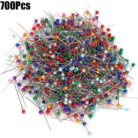 700 Épingles à Tête Ronde Perles de Couture 700Pièces, Épingles de Positionnement pour Machine à Coudre, Épingles à Corsage (1/5)