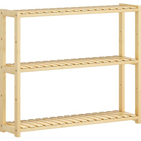Étagère de Salle de Bain 3 Niveaux Réglables sur 5 Positions, Bambou, 60x15x50 cm, Teinte Bois (1/5)