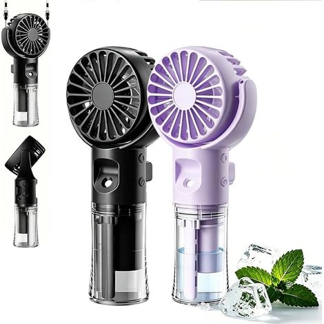 Mini Portable Fan, Misting Fan, USB Rechargeable Pocket Fan with Water Mist, Silent Fan for Home, Office, Travel (A) (1/5)