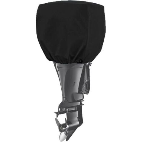 Outboard Motor Cover, Boat Motor Cover, Waterproof 210d Oxford Cloth Protective Cover, Half Outboard Motor Cover for Motors Up to 74x46x58cm (100-150hp), Black - RAPANDA