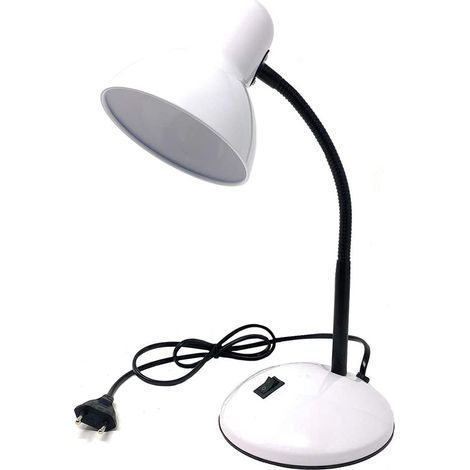 Lampada da scrivania con braccio flessibile snodabile luce lume da tavolo orientabile da cameretta bianco