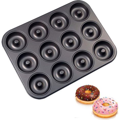 Donut-Backform für 12 Mulden – Donut-Backform – Backform – Donut-Maker – Kohlenstoffstahl – schwarz (1/5)
