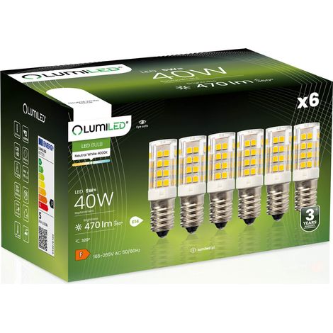 6x LED-Lampe E14 Röhrenform T25 5W = 40W 470lm 4000K Neutralweiß 320° Abstrahlwinkel (1/5)