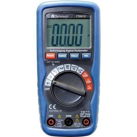 Turbotronic TT9912 Multimètre numErique VCA VCC ACA ACC Capa Freq R Diode Buzzer °C cat III 600V