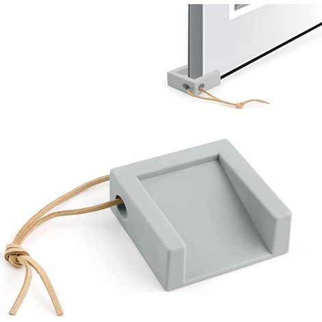Butée de porte antidérapante grise - Absorbe les chocs, protège les murs - Compatible tous types de sols (carrelage, parquet, moquette) (1/5)
