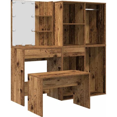 Maison Exclusive - Set Tavolo da Toeletta con LED Legno Antico Legno Multistrato
