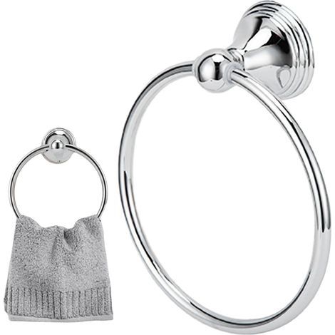 1 Porte-Serviettes Mural, Acier Inoxydable Brossé, Anneau Chrome, Pour Salle De Bain Et Cuisine (1/5)