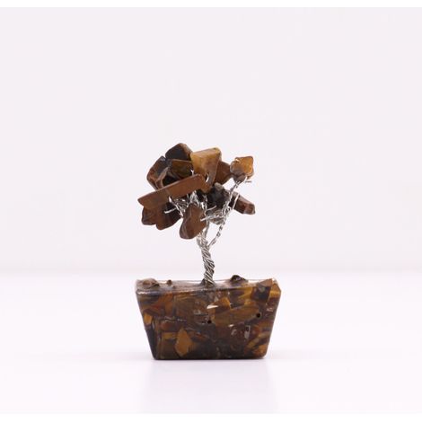 Mini arbres de pierres précieuses sur base d'orgonite - Oeil de tigre (15 pierres)- Vendu par 1 (1/4)