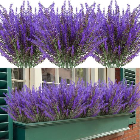 Fleurs de lavande artificielles, 12 lots, résistantes, aux UV, ne se décolore pas, Imitation plante en plastique (1/5)