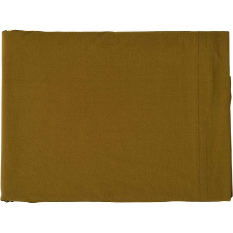 VIVARAISE - Drap plat en coton bio La Cerise sur le Gâteau - Taille 260 x 310 cm - Couleur NUTS (1/2)