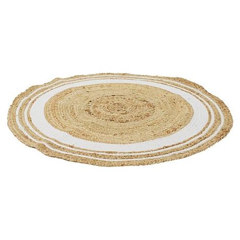 Tapis Rond - HOME DECO FACTORY - Jute Coton - Blanc - 90 cm (1/5)