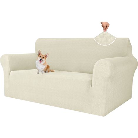 Housse De Canapé - 3 Places - Extensible Polyester Spandex - Antidérapante Avec Ancrages En Mousse Et Bande Élastique - Protection Contre Les Griffures Et La Poussière - 1 Pièce (1/5)