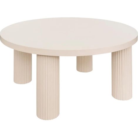Atmosphera – Table basse ronde 70cm crème – MDF – Piètement effet cannelé – Finition mate – À monter soi-même