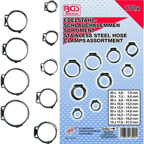Collari per tubi in acciaio inossidabile tipo Oetiker assortimento BGS Technic