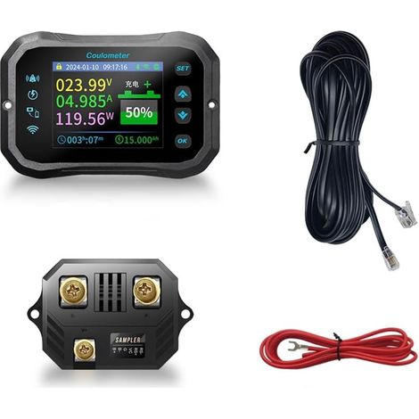 Coulombmètre WiFi Moniteur de Batterie RV Indicateur de Capacité de Batterie Testeur Volt-Ampèremètre d'alimentation pour Toutes Les Batteries 0-50A (1/5)