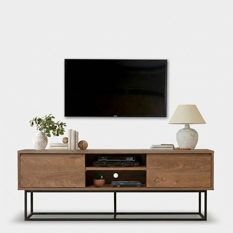 Mobile porta TV industrial moderno 140x40x50cm in legno e metallo Rodez (1/5)