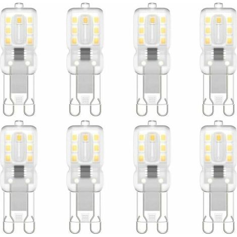Lot de 8 Ampoules LED G9 220 V Blanc Naturel 5500 K 3 W Équivalent 30 W Halogène Classe Énergétique E (1/5)