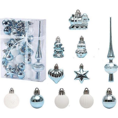 Weihnachtsbaumschmuck Schneemann bruchsicheres Hängeset (blau) 34-teilig (1/3)
