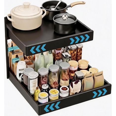 IDEALHOUSE Tiroir Extensible De Cuisine Métal Noir (1/2)