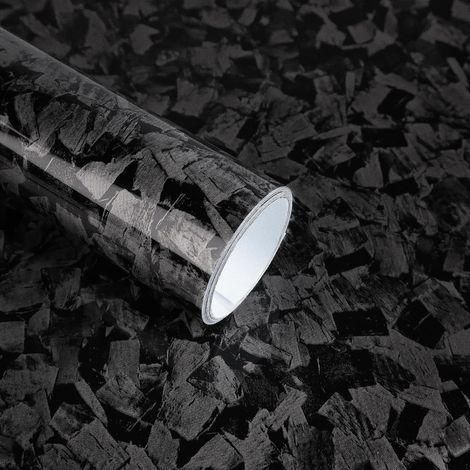 Film de Covering Voiture Fibre de Carbone Forgée - 30x300cm Vinyle Adhésif Noir Brillant avec Canaux d'Air, Autocollant de Protection PET pour Intérieur (1/5)