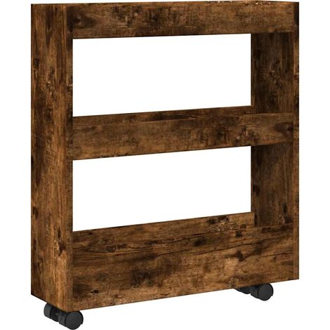 Maison Exclusive - Carrello Stretto a 3 Livelli Rovere Fumo in Truciolato