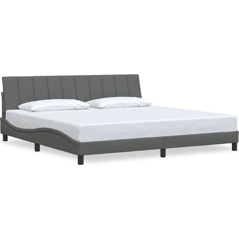 Maison Exclusive - Cadre de lit sans matelas Hanko gris foncé 200x200 cm tissu (1/5)
