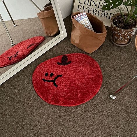 Tapis de salle de bain rouge – Tapis antidérapant en forme de pomme, tapis de sol absorbant en microfibre lavable (1/4)