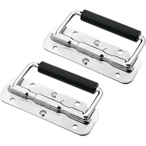 Asa plegable para caja con resorte, asa para caja de aviación, 120 mm/4,72", color plata, dos piezas (1/5)