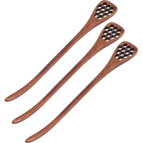 3er-Set wiederverwendbare Honiglöffel aus Holz, ideal zum Mischen und Verarbeiten von Honig, für Küche, Restaurant und zum Malen. (1/5)