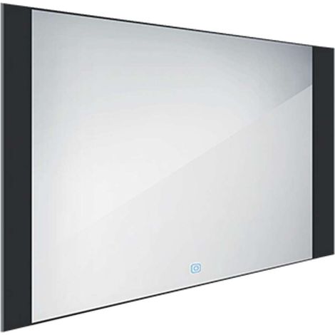 Nimco Spiegel - Spiegel mit LED-Licht, 100x60 cm, Berührungssensor, Aluminium/schwarz ZPC 41004V-90