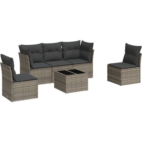 Maison Exclusive - 6-tlg. Garten-Sofagarnitur mit Kissen Grau Pol