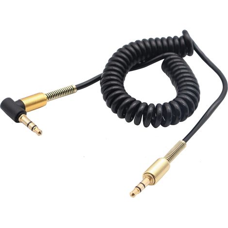 Câble spiralé 3,5 mm - Angle droit 90° - Prise jack TRS 3 pôles - Câble audio stéréo pour smartphones, tablettes et lecteurs MP3 (1,5 m) (1/5)