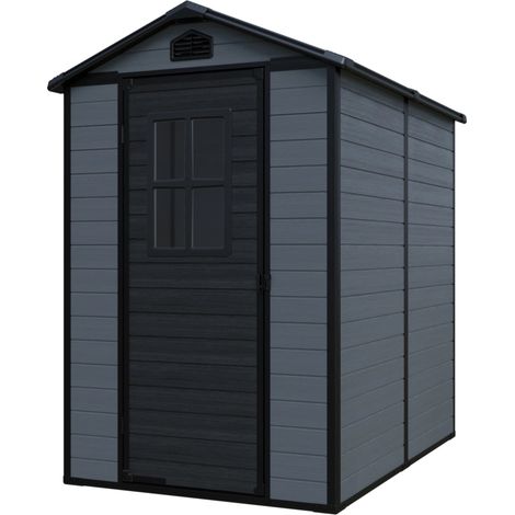 casetta da giardino domus "leonor 4x6" in resina grigio con porta battente singola 134x194x198 cm