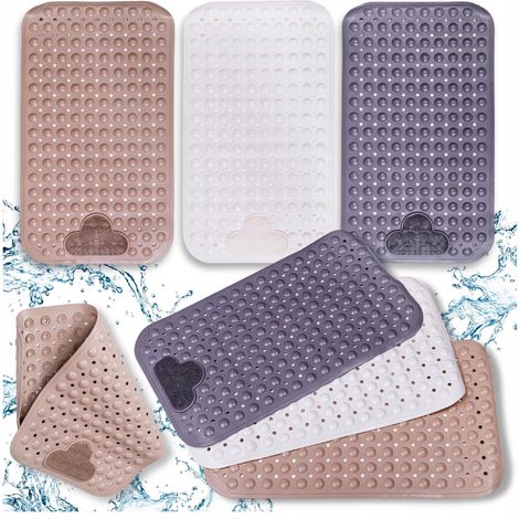 Tappetino antiscivolo 70×42 per doccia e vasca da bagno con spazzola massaggiante per i piedi.