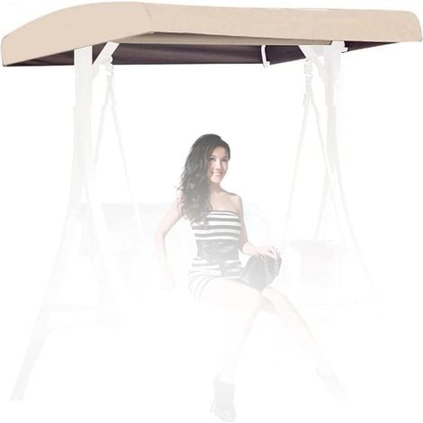 Housse de remplacement pour balancelle 3 places beige, toit imperméable pour banc suspendu, abri solaire extérieur résistant aux UV, protection pour chaise lounge et hamac. (1/5)