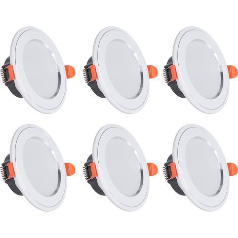 Foco LED empotrable, equivalente a 70 W, 630 LM, luz de techo empotrada, blanco frío 6000 K, IP40, CA 185-265 V, paquete de 6 [Clase energética A++] (1/5)