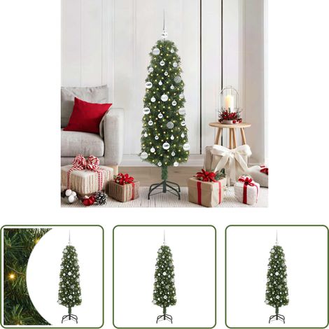 Arbre de Noël LED - Sapin de Noël artificiel Vert 150 cm PVC et acier et plastique (1/5)