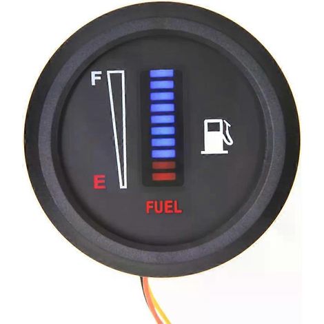 Jauge de niveau de carburant 2 52 mm 12 V/24 V pour voiture et moto, jauge de niveau de carburant universelle, indicateur électronique LED ultra-mince pour essence. (1/5)