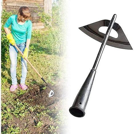 Sarcloir de jardin en acier trempé, binette creuse pour désherbage, outil de jardinage pour potager, houe robuste pour ameublir le sol, plantation agricole, lot unique (1/5)