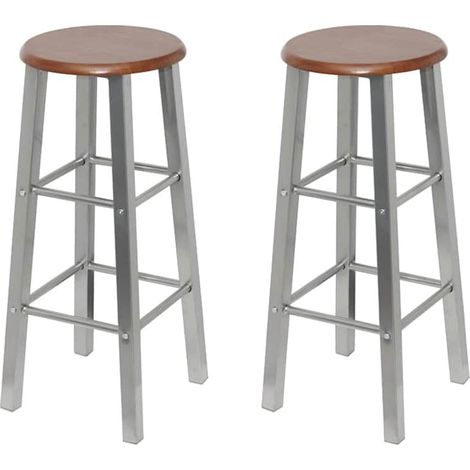 Lot de 2 Chaises de bar Tabourets de bar - Tabouret Haut Métal avec siège en MDF BV871500 - BonneVie (1/3)