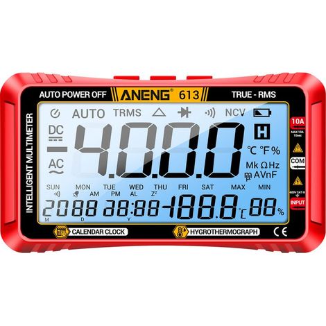 ANENG 613 3 en 1 multimètre intelligent Hygromètre de température du calendrier perpétuel 4000 comptes numérique AC / DC Current Tension Resistance Capacitor Tester Test Test Test (1/5)