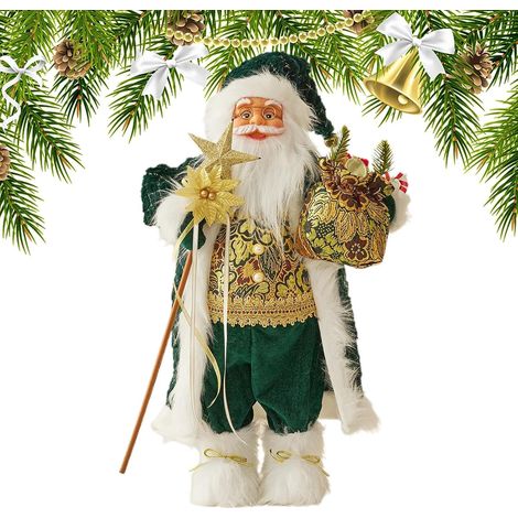 Décoration de de Père Noël Figurines de Père Noël debout avec sac pour décorations de vacances et décoration de table à tout arrangement de vacances, convient pour l'intérieur et (1/5)