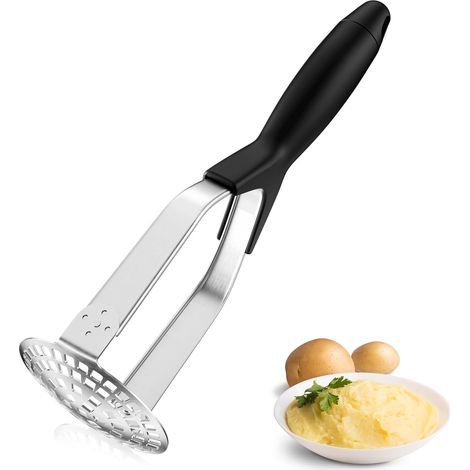 Presse-Purée de Pommes de Terre en Acier Inoxydable, Professionnel Presse Puree Manuel avec Antidérapant Manche, Pliable Broyeur de Pommes pour Fruits, Légumes, Aliments pour Bébés (1/5)