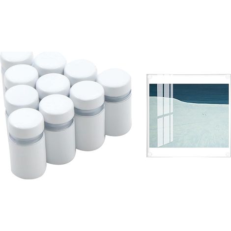 Vis Verre Standoff Miroir Clips Fixations Boulons - 12pcs Entretoise pour Enseigne et Support, Vis pour Verre, Acier Inoxydable (Blanc 12x20mm) (1/5)