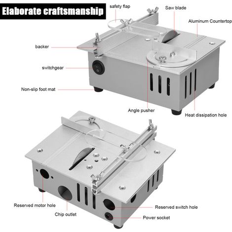 Scie circulaire de table électrique multifonctionnelle 96 W, petite scie de bricolage domestique avec hauteur de lame réglable, machine à bois (1/4)