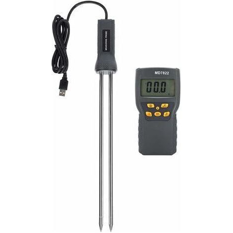 Hygrometer, Feuchtigkeitsmesser, Feuchtigkeitsdetektor, tragbares Getreidefeuchtigkeitsmessgerät mit Messsonde und LCD-Display (1/5)