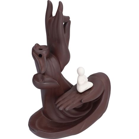 Brûleur d'encens en forme de main de Bouddha, porte-encens à reflux fait main, ornement pour la maison, le bureau, le spa, le yoga et le sauna. (1/5)