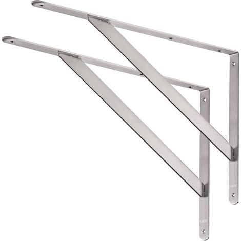 Équerres Étagères Murale Acier Inox Support d'étagère 50 x 34 cm Equerre Etagere Charge Max 250KG Support Flottante pour Tablettes Etagères Équerres de Fixation, avec Vis (1/4)