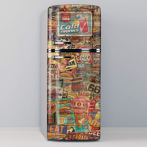 Vinilo Adhesivo Decorativo para Nevera, Especial Libre De Burbujas,Cold Drinks (60x200)